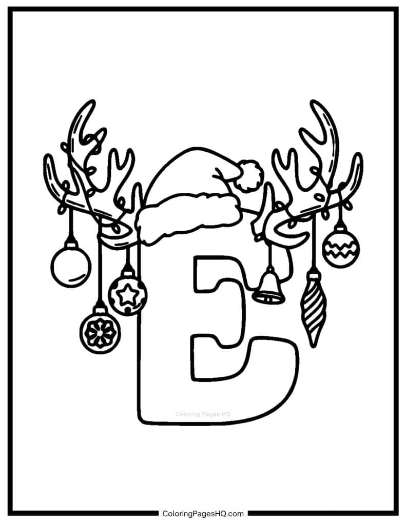 Christmas Alphabet Coloring Pages Letter E