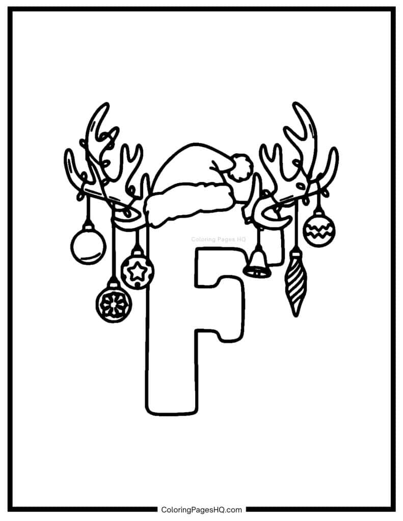 Christmas Alphabet Coloring Pages Letter F