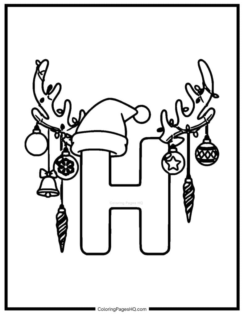 Christmas Alphabet Coloring Pages Letter H