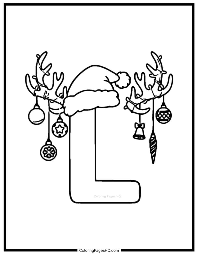 Christmas Alphabet Coloring Pages Letter L