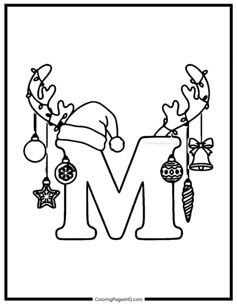 Christmas Alphabet Coloring Pages Letter M