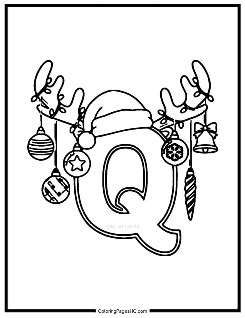 Christmas Alphabet Coloring Pages Letter Q