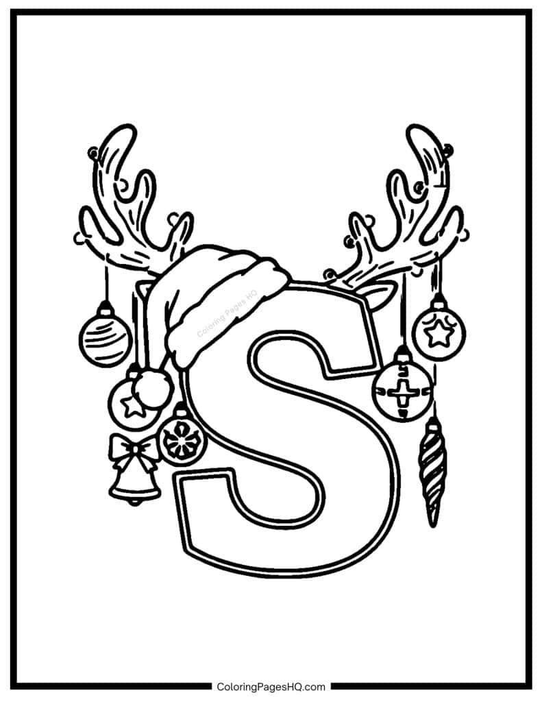 Christmas Alphabet Coloring Pages Letter S