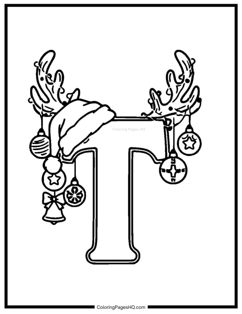 Christmas Alphabet Coloring Pages Letter T