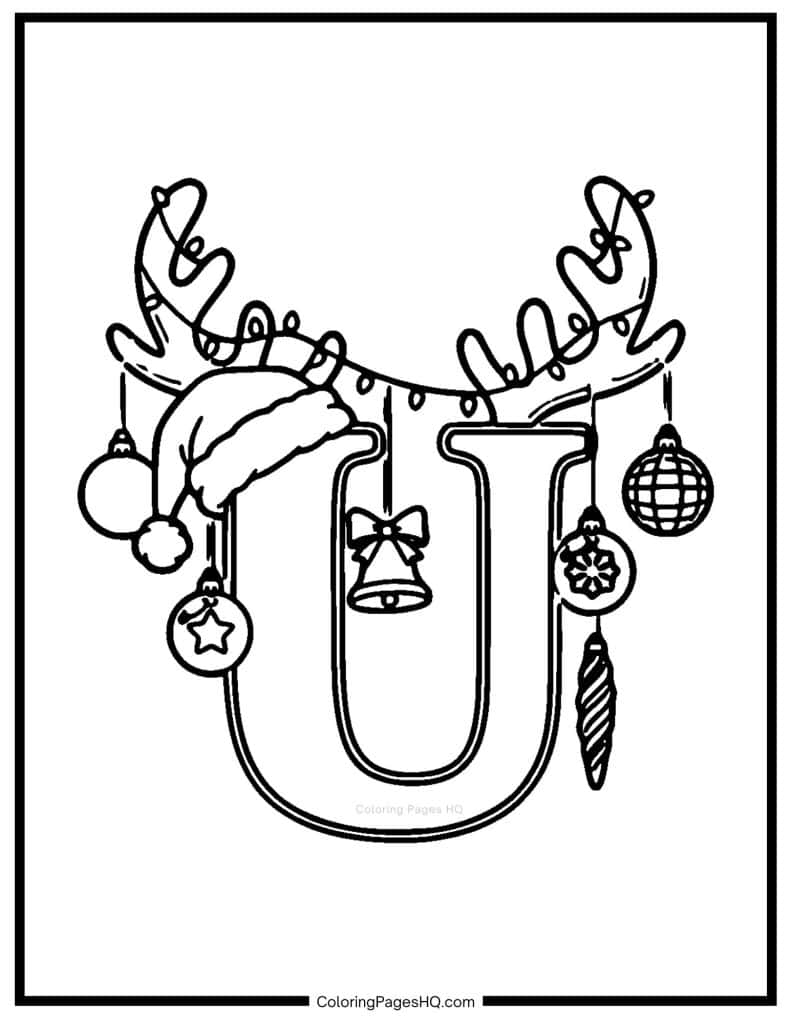 Christmas Alphabet Coloring Pages Letter U