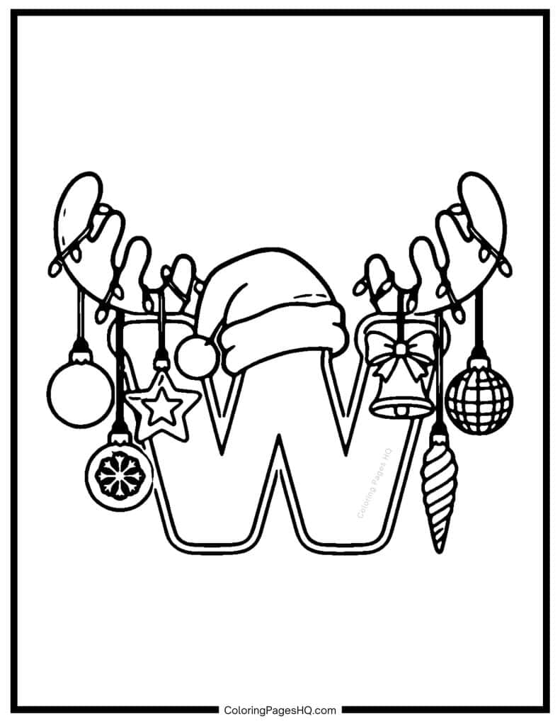 Christmas Alphabet Coloring Pages Letter W