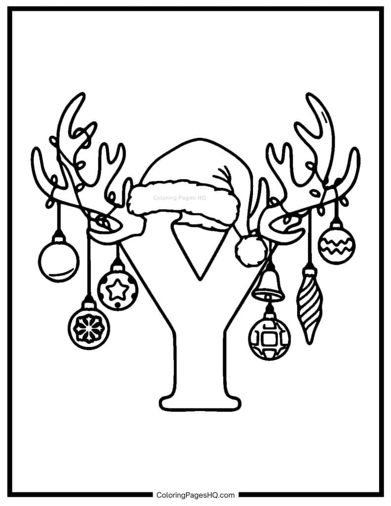 Christmas Alphabet Coloring Pages Letter Y