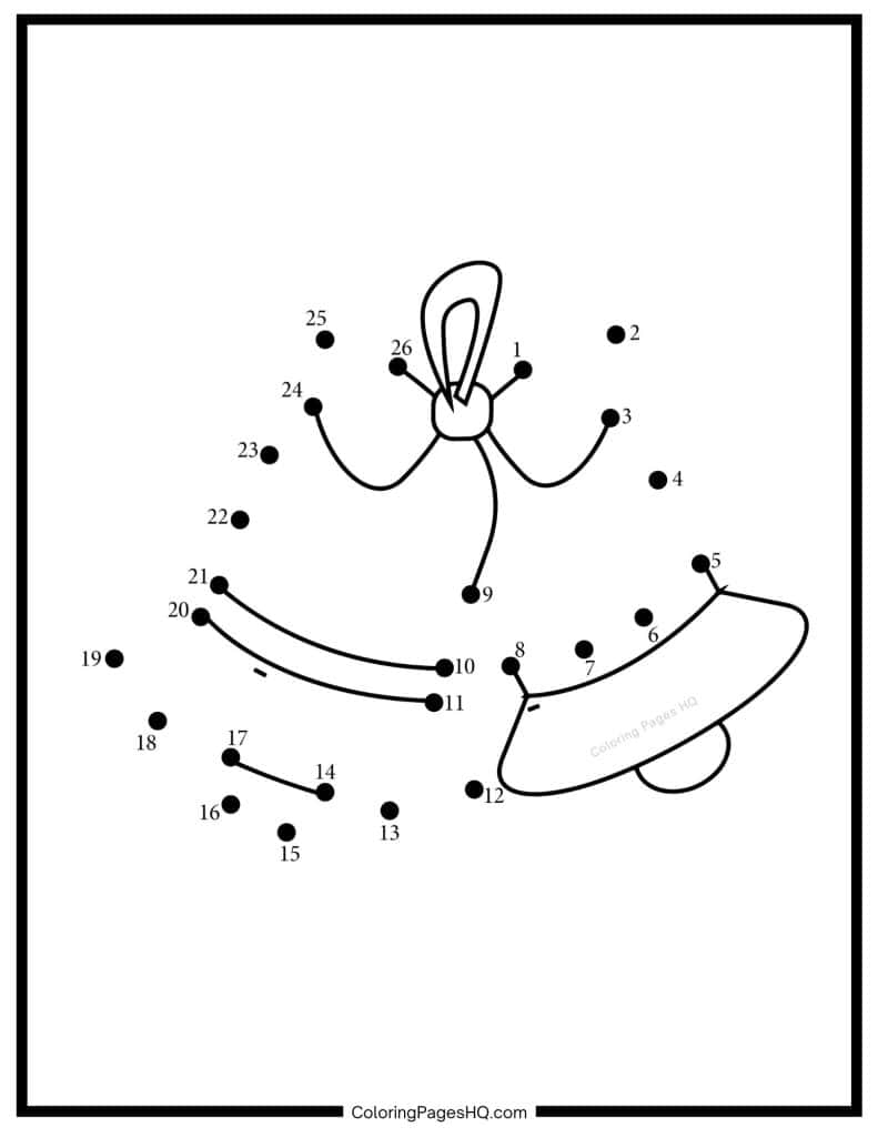 Christmas bells dot to dot coloring page activity