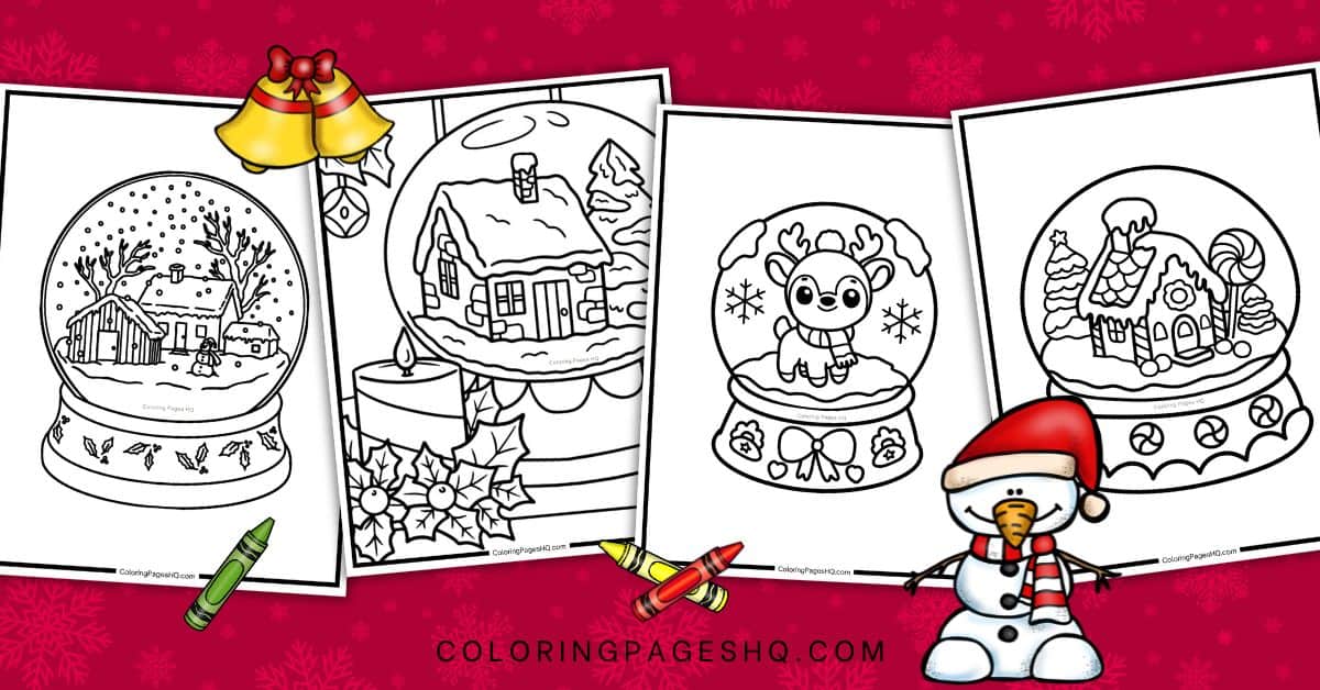 Christmas snow globe coloring pages featured image