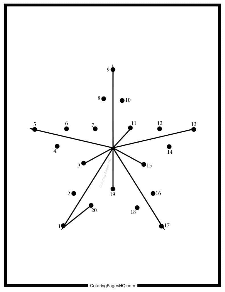 Christmas star connect the dots coloring page