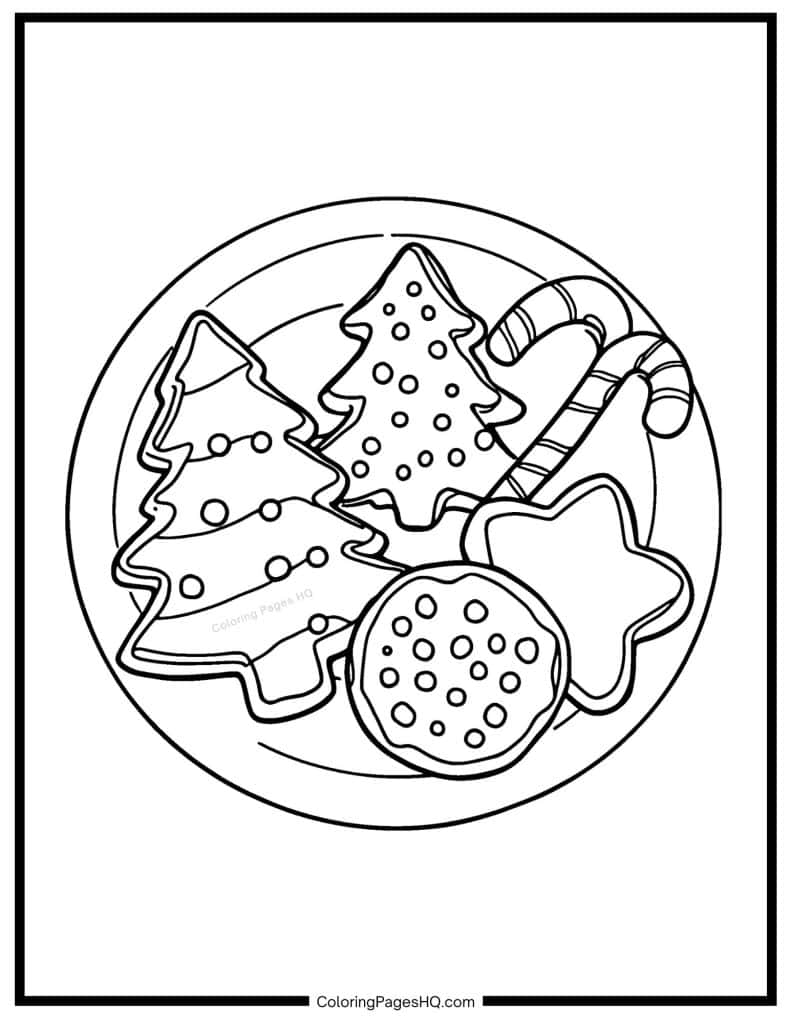 Christmas tree cookies coloring page