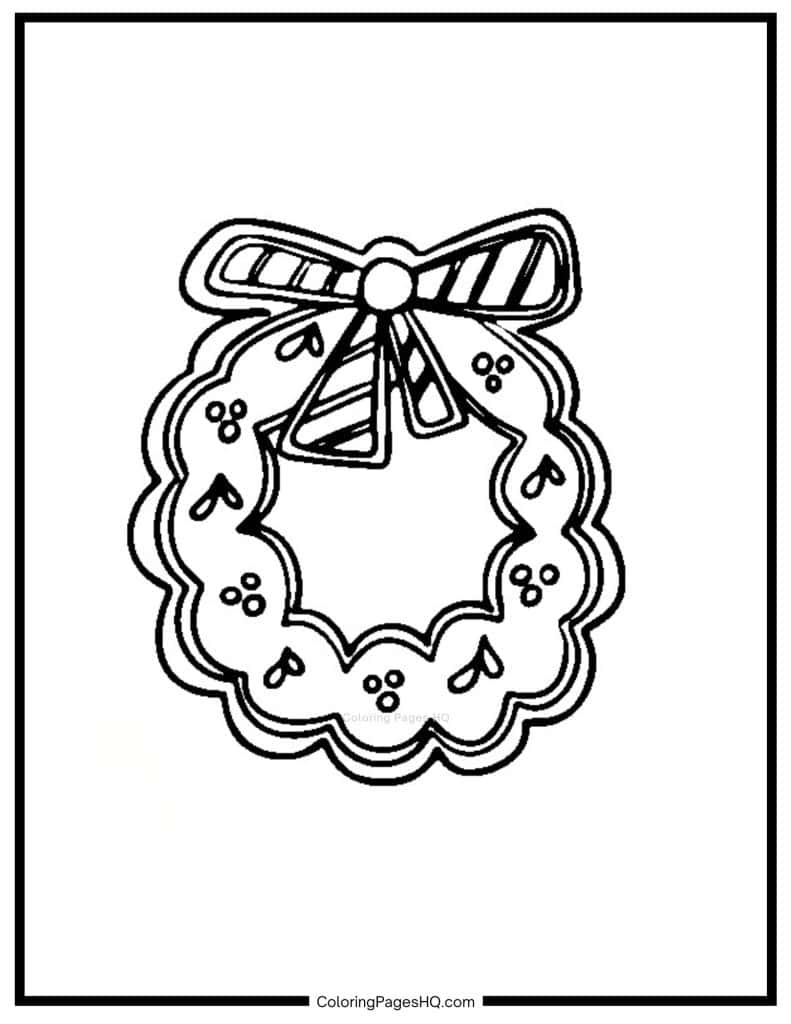 Christmas wreath cookie coloring page