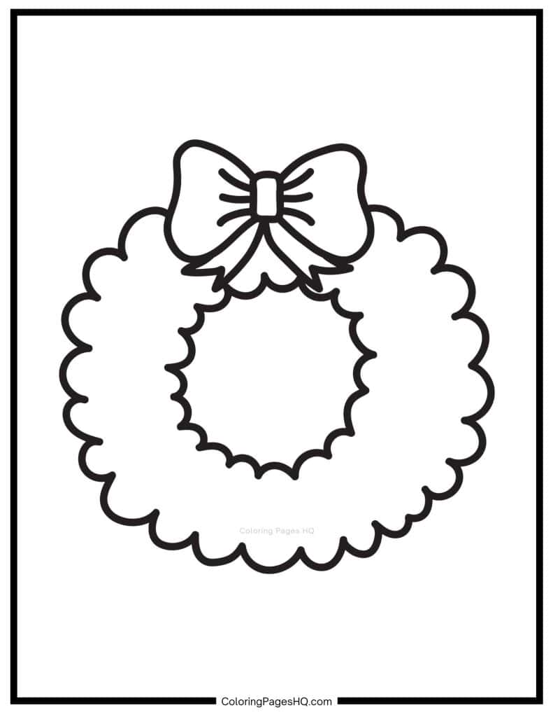 Create your own Christmas wreath coloring page