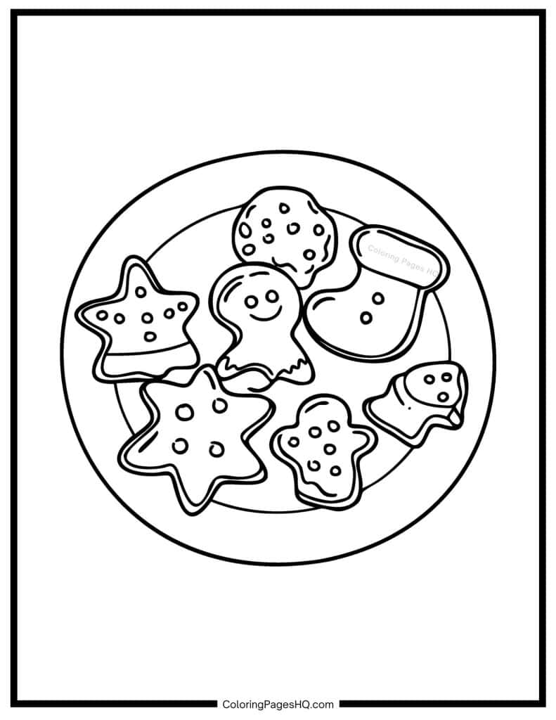 Cute Christmas cookies coloring page