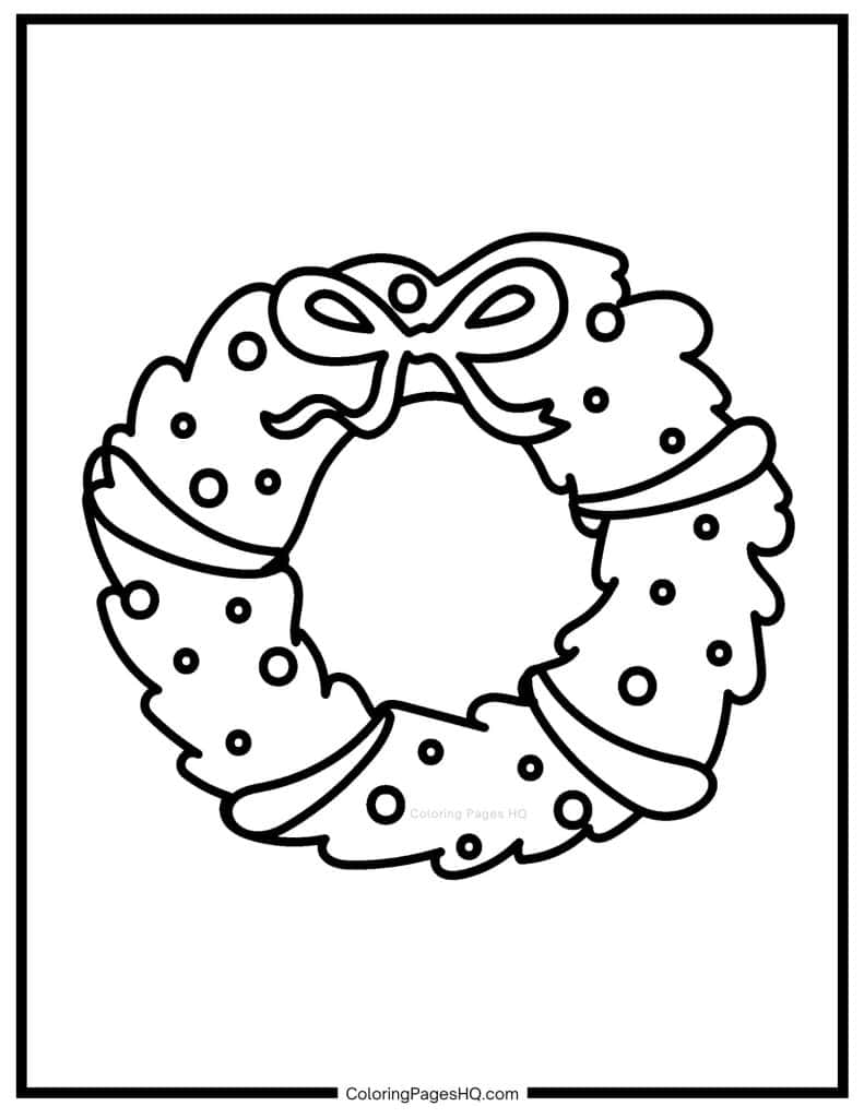 Easy to color Christmas wreath