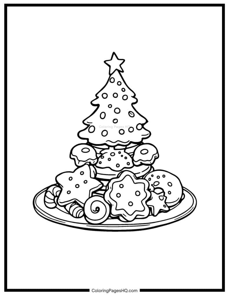Fun Christmas cookies page to color