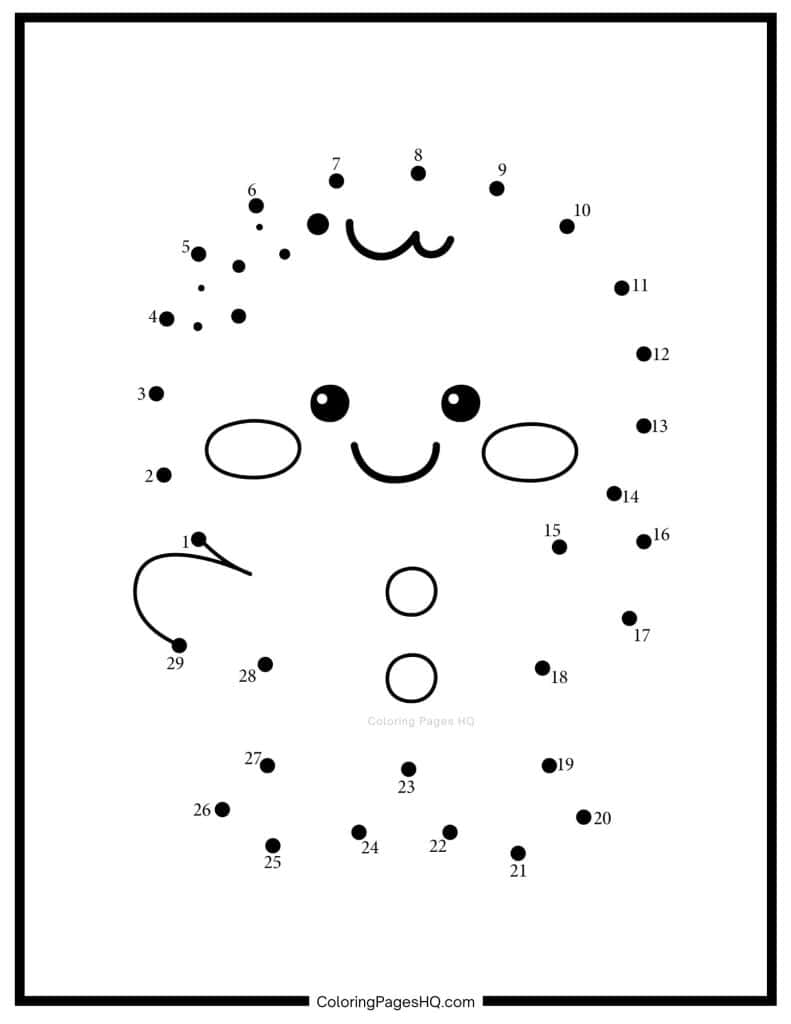 Gingerbread man connect the dots activity coloring page
