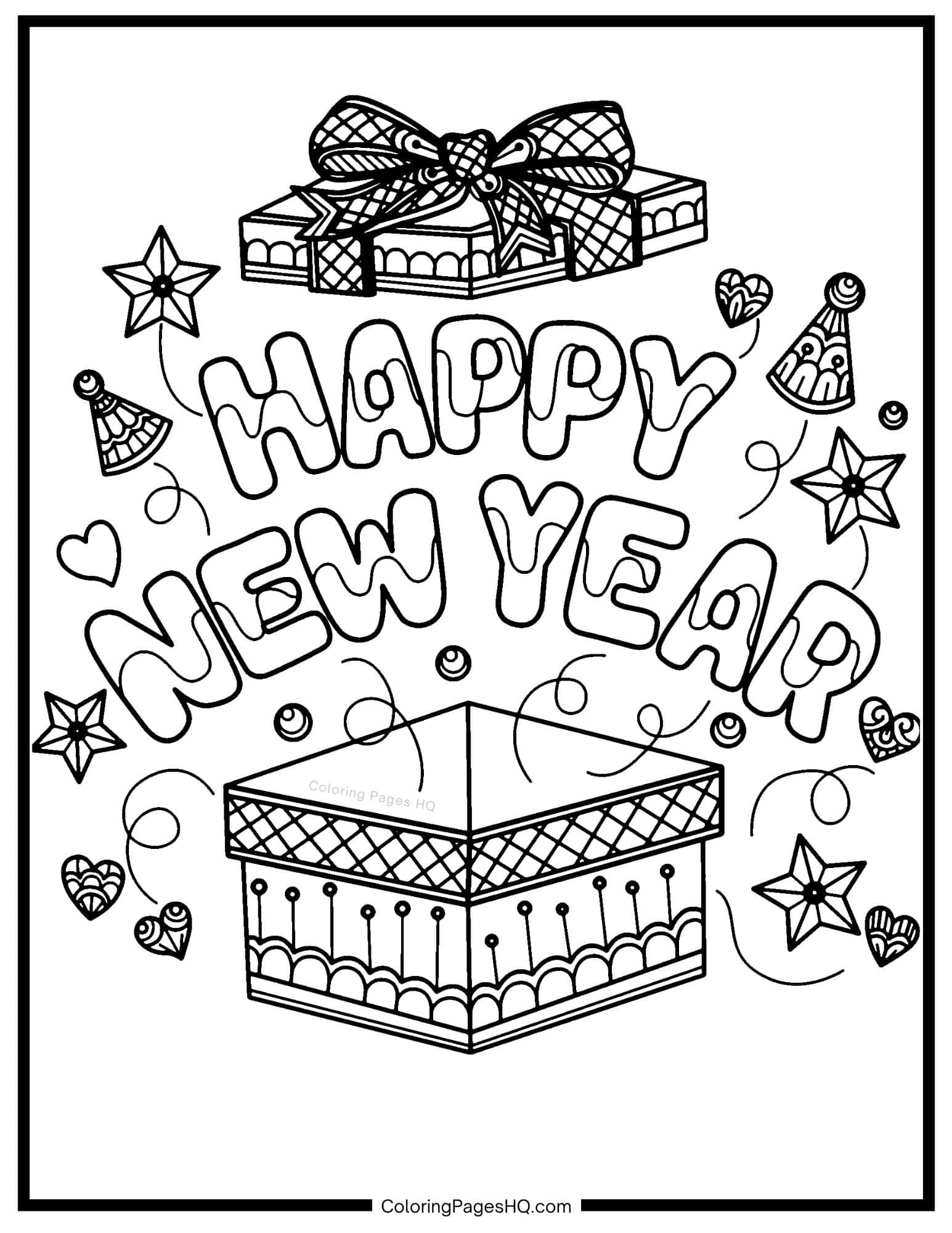 Happy New Year Coloring Pages (Free PDF Printables) - Coloring Pages HQ