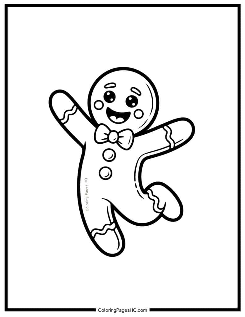 Jumping gingerbread man coloring sheet