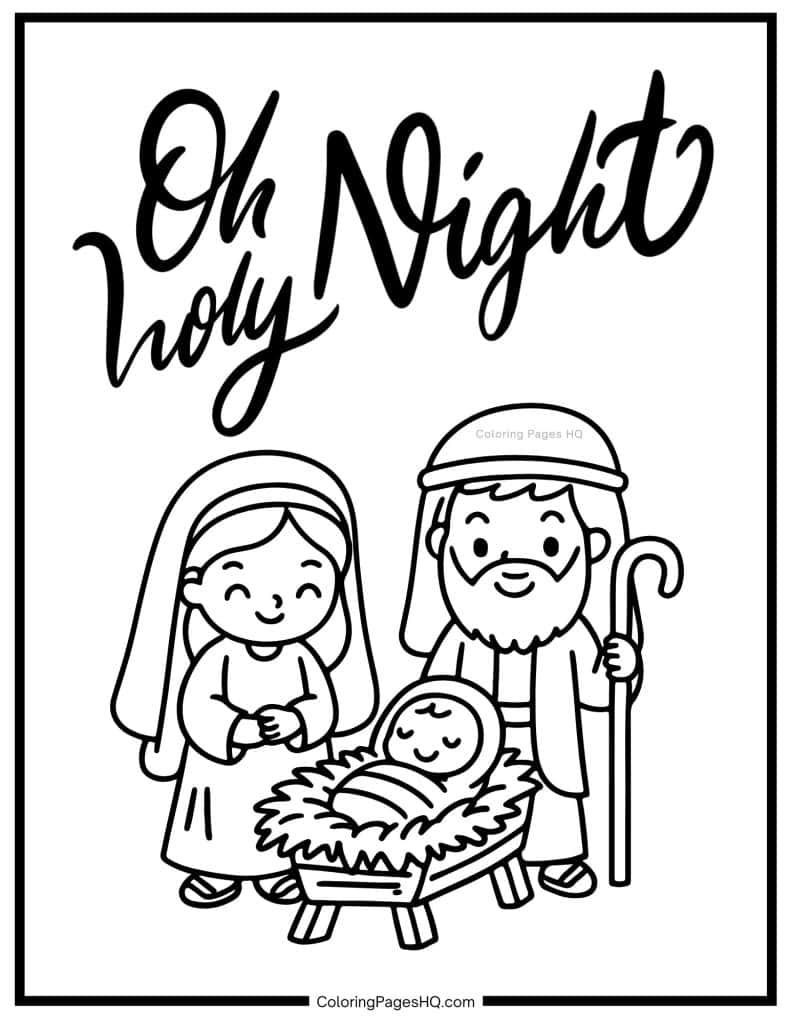 Oh Holy Night Nativity coloring sheet