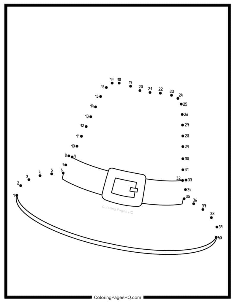 Pilgrim hat connect the dots coloring page