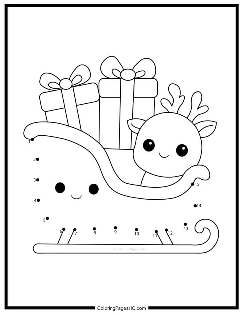 Santa's sleigh dot to dot coloring page