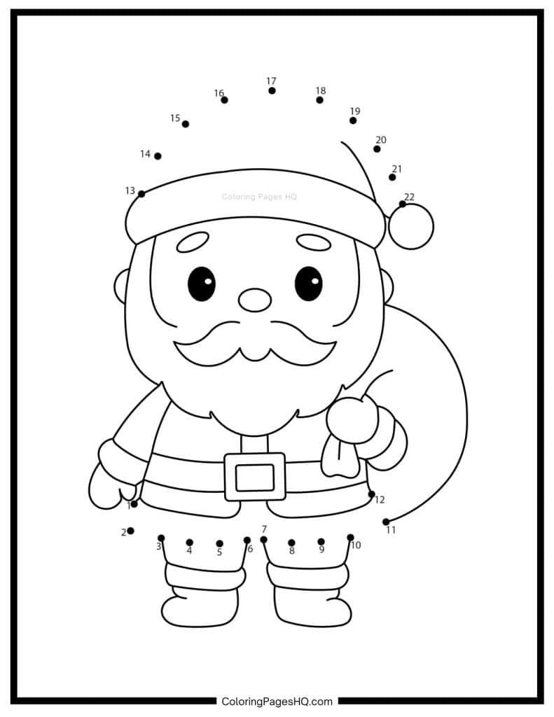 Simple Santa Claus dot to dot coloring page