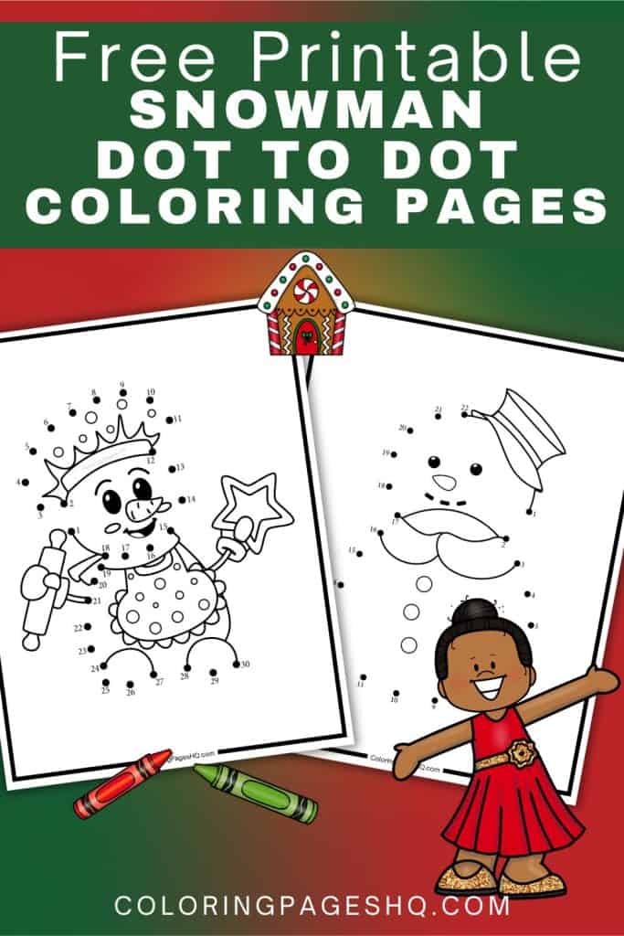 Snowman dot to dot coloring pages pinterest image