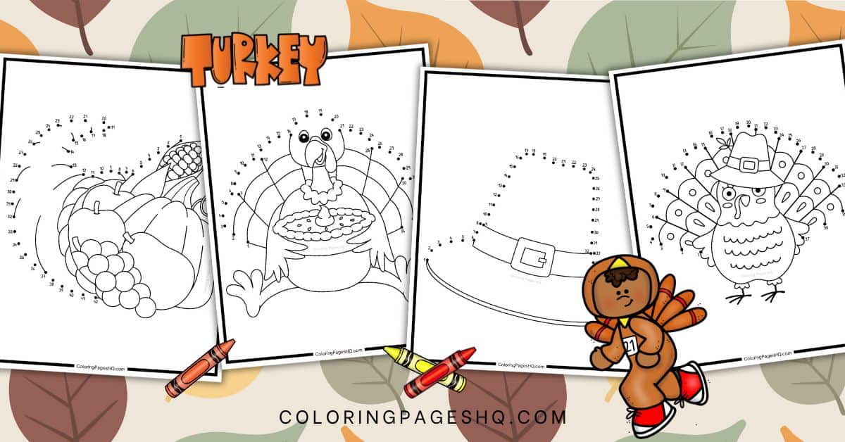 Thanksgiving connect the dots coloring pages featured image