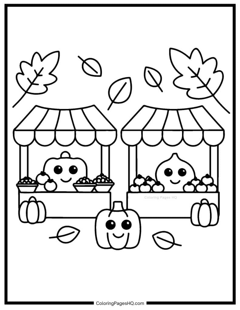 Thanksgiving harvest market coloring page