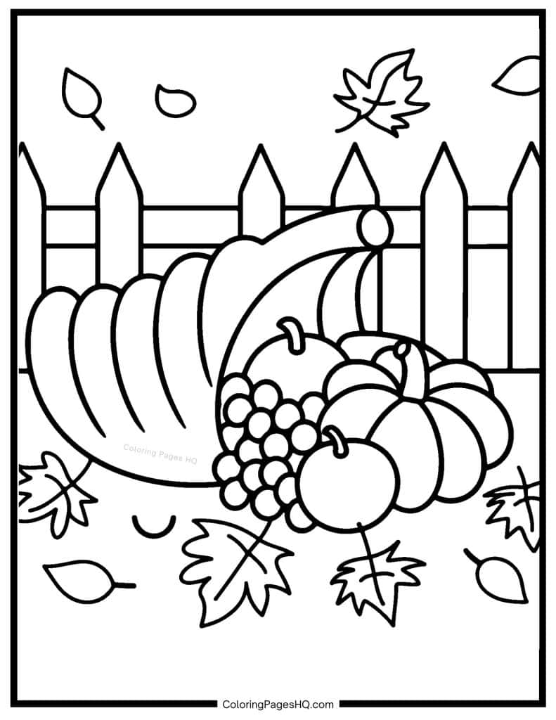 Thanksgiving harvest pumpkins coloring page