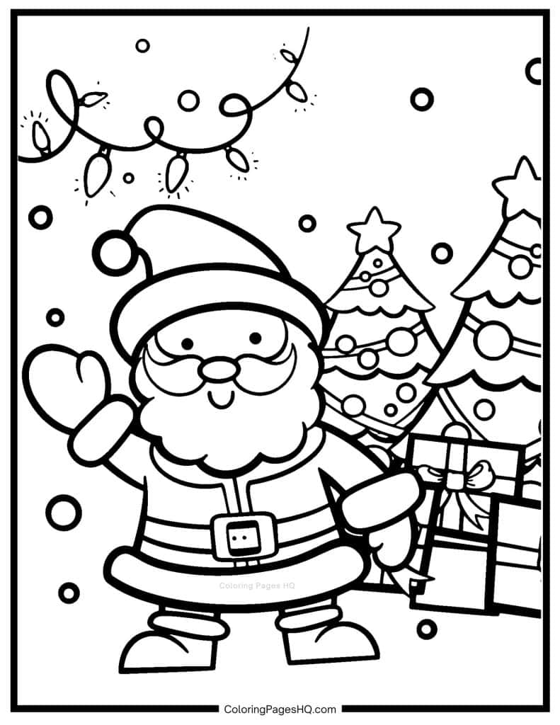 Waving Santa Claus coloring page