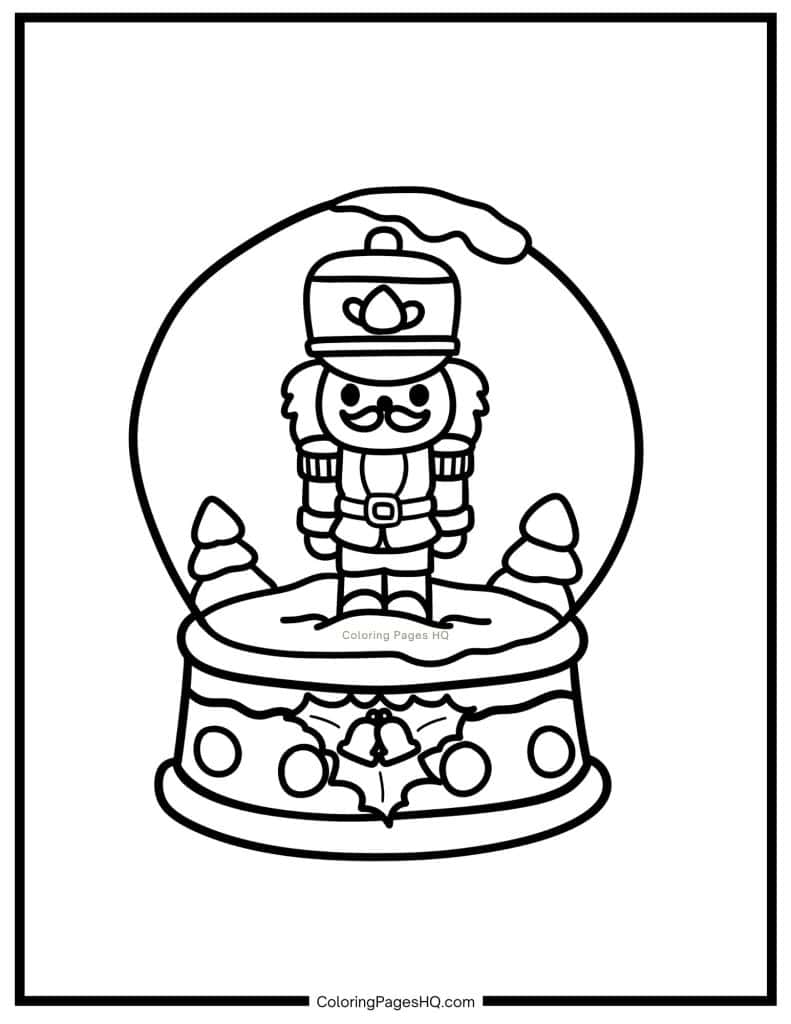 Wooden soldier snow globe coloring page