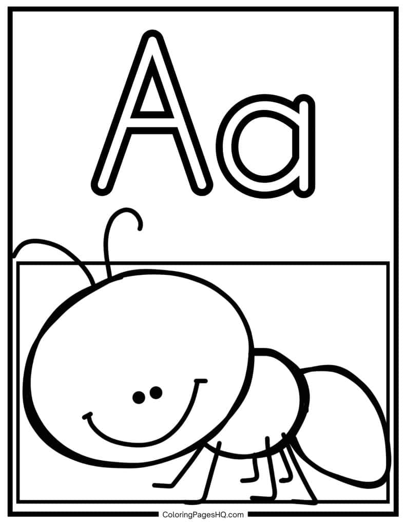 A for Ant coloring page