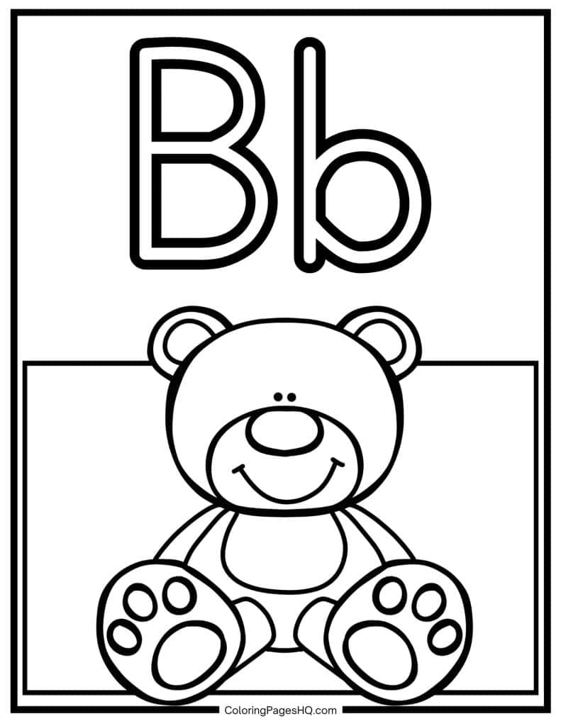 B for Bear coloring page