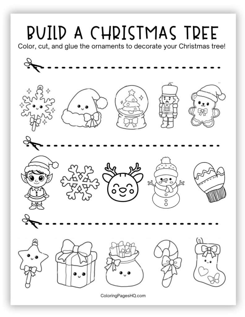 Build a Christmas tree activity ornaments