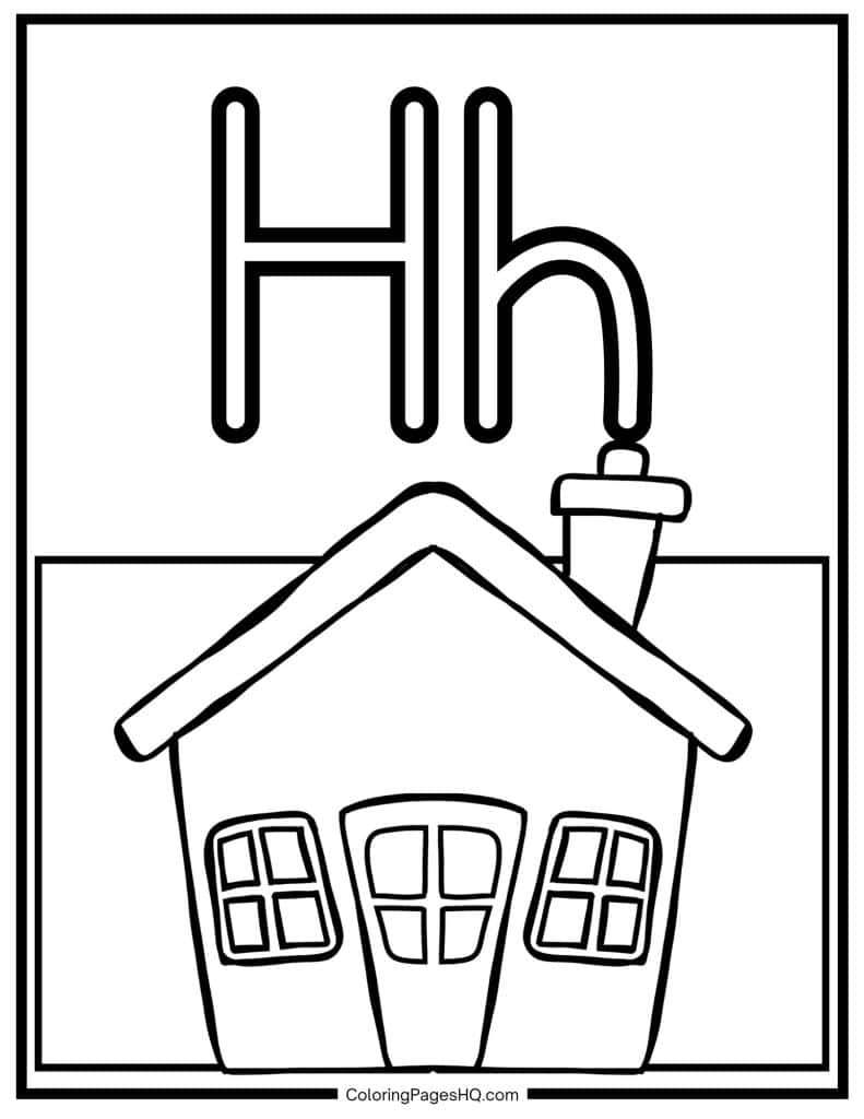 H for house coloring page