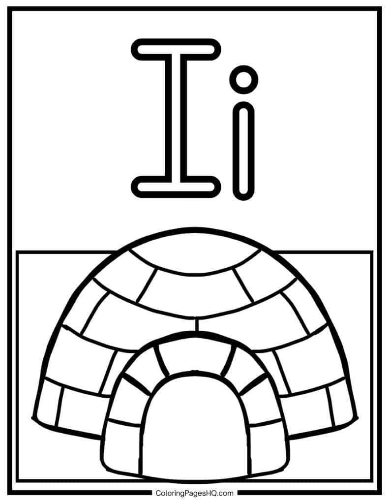 I for igloo coloring page