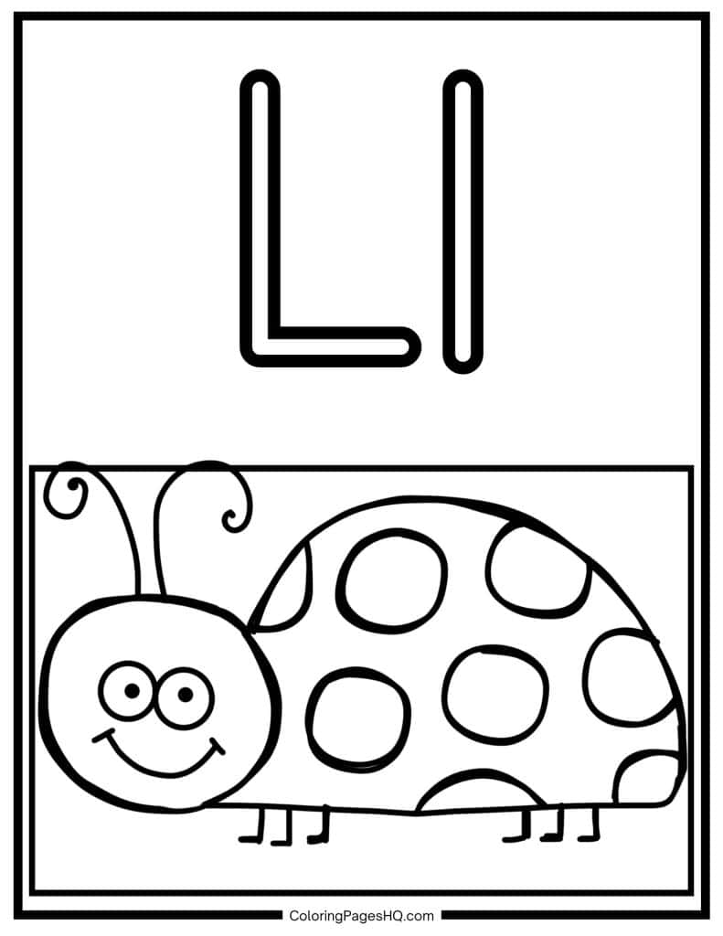 L for ladybug coloring page