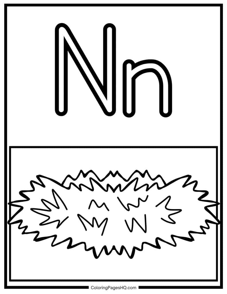 N for nest coloring page