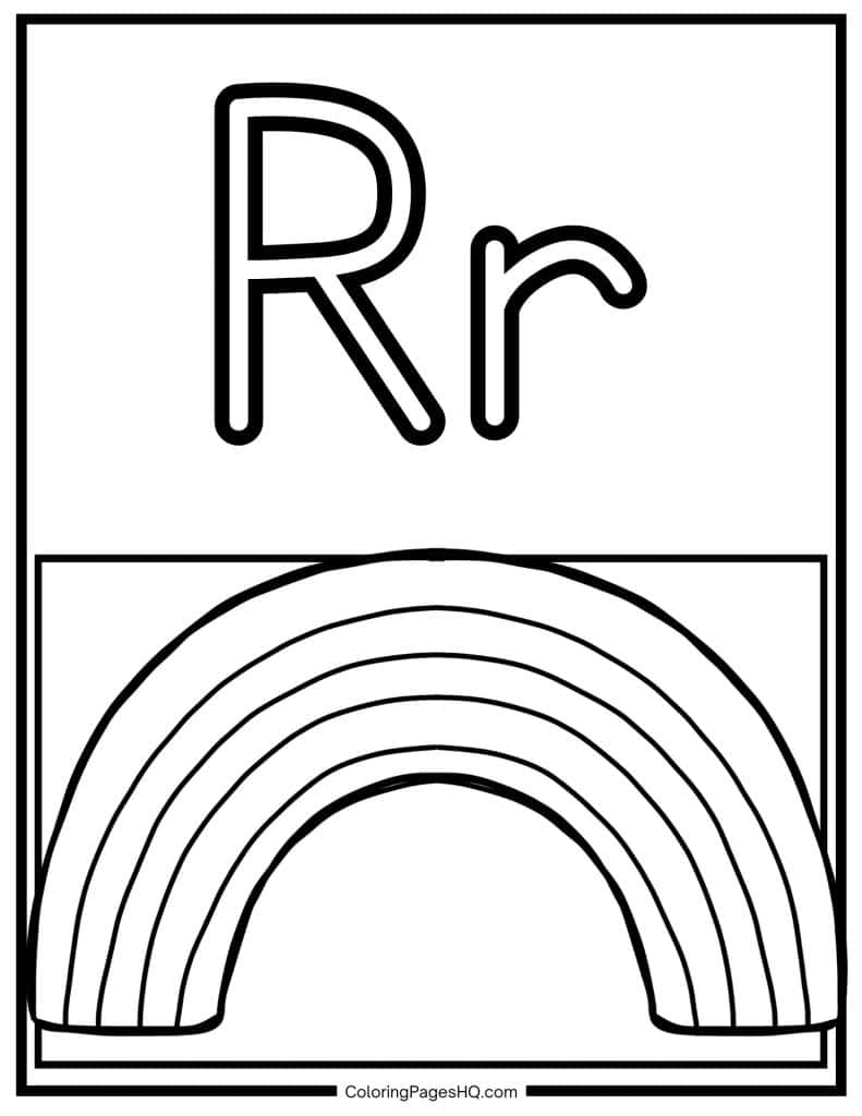 R for rainbow coloring page