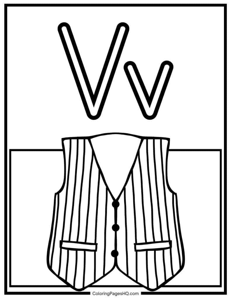 V for vest coloring page