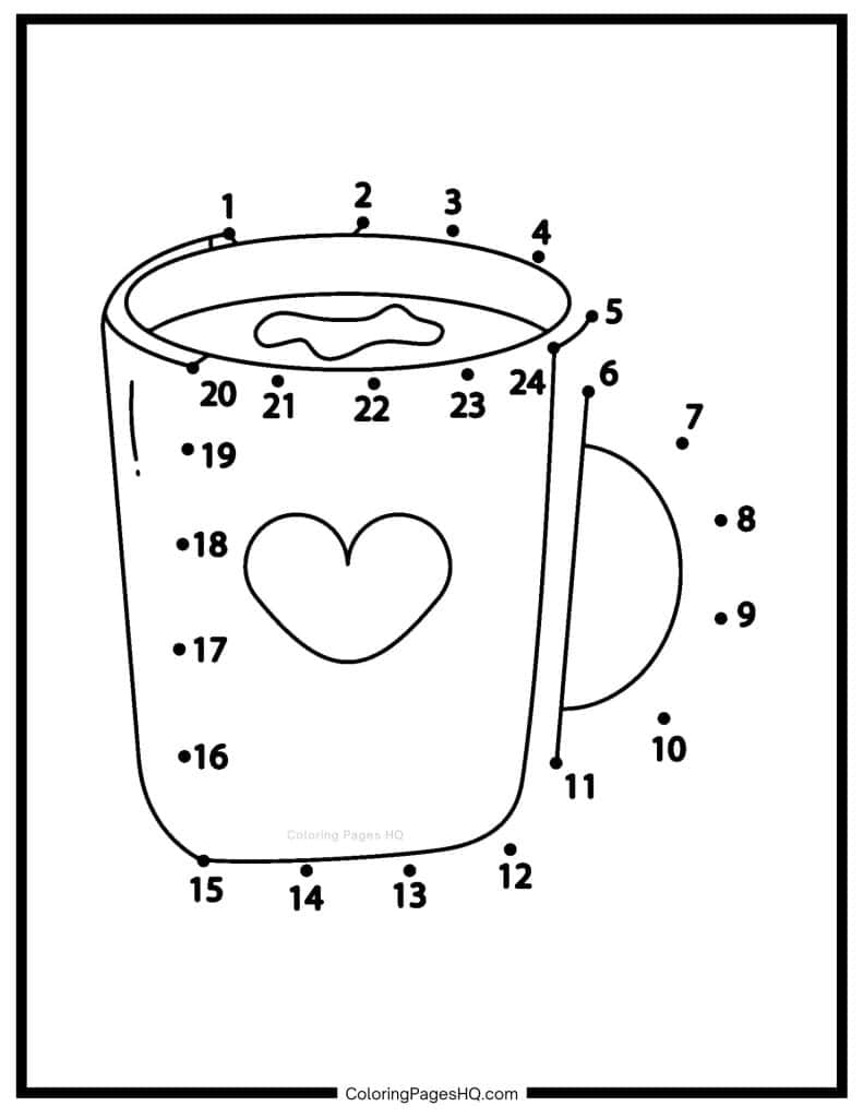 Cup of coffee dot to dot