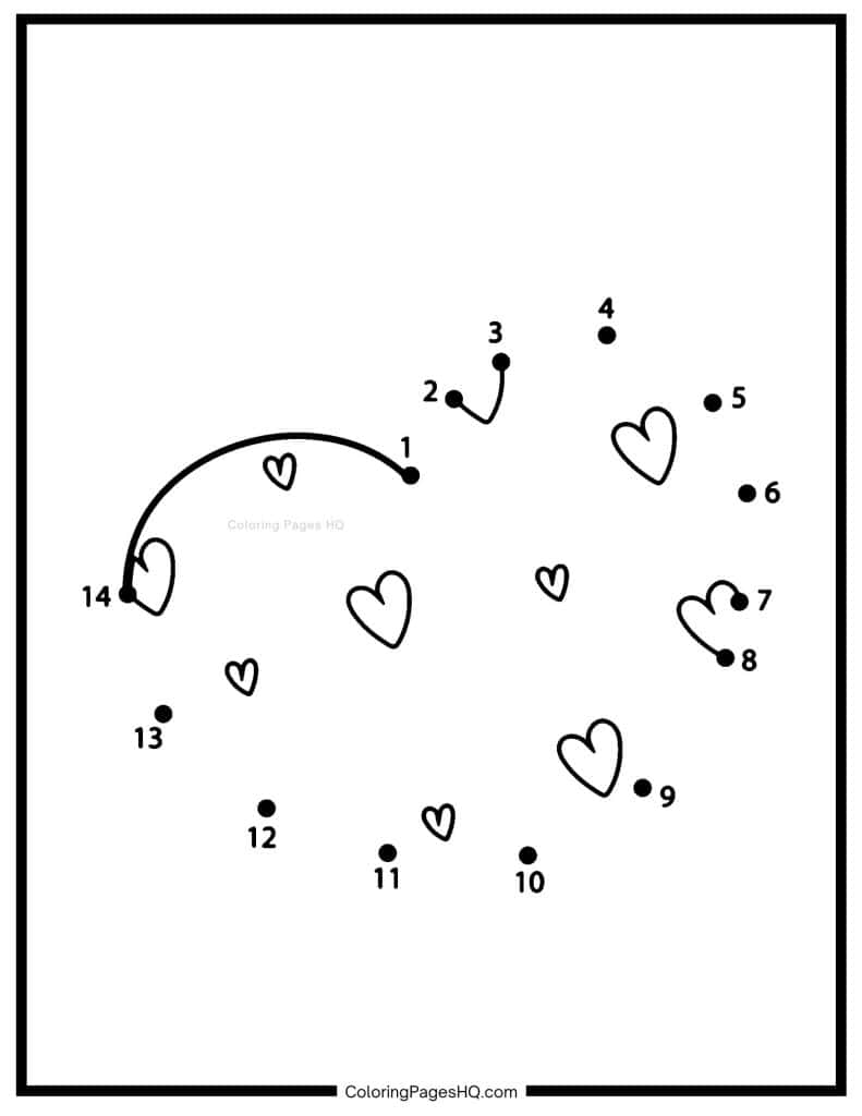Valentine heart dot to dot activity