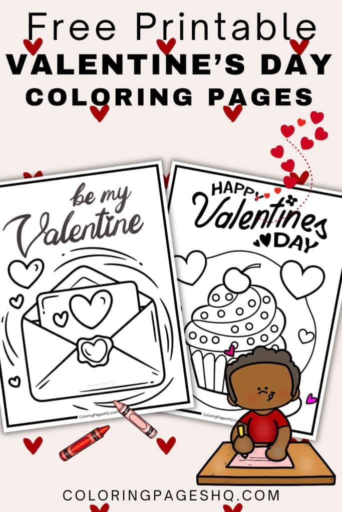 Valentine;s day coloring pinterest image